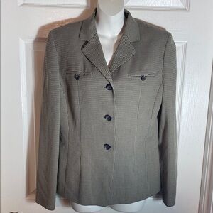 LOFT Women Houndstooth Blazer Black and White Career Office Jacket Size 8